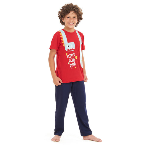 Boys summer pajama set "Giant Cool Dino t-shirt +Navy Pants"