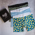 3 pack men boxer Bones+Lemon+light blue shorts lycra