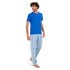 Men summer pajama set "Blue t-shirt + Blue x aqua checkered Pants"