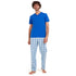 Men summer pajama set "Blue t-shirt + Blue x aqua checkered Pants"