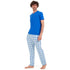 Men summer pajama set "Blue t-shirt + Blue x aqua checkered Pants"