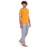 Men summer pajama set "Mustard t-shirt + Dark blue x white checkered Pants"