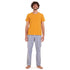 Men summer pajama set "Mustard t-shirt + Dark blue x white checkered Pants"