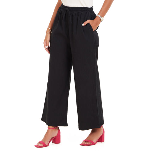 Women summer wide leg pants "Black "
