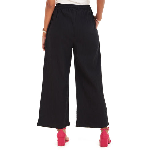 Women summer wide leg pants "Black "