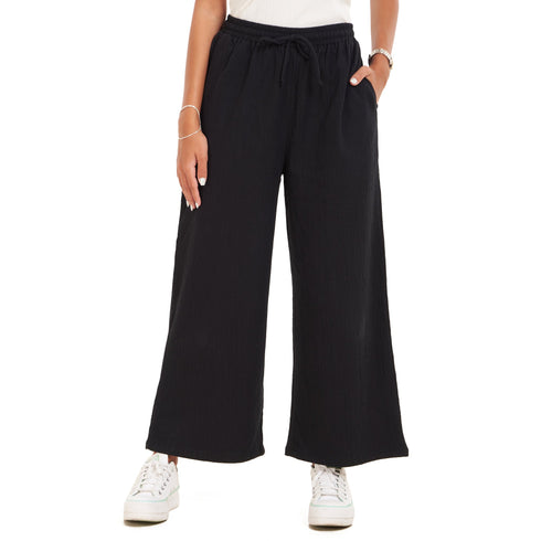 Women summer wide leg pants "Black "