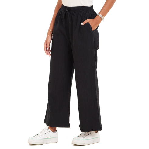 Women summer wide leg pants "Black "