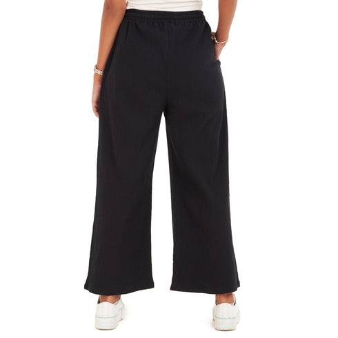 Women summer wide leg pants "Black "