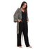Women summer 3 piece pajama set "Black zebra pattern kimono + Black top & Pants"