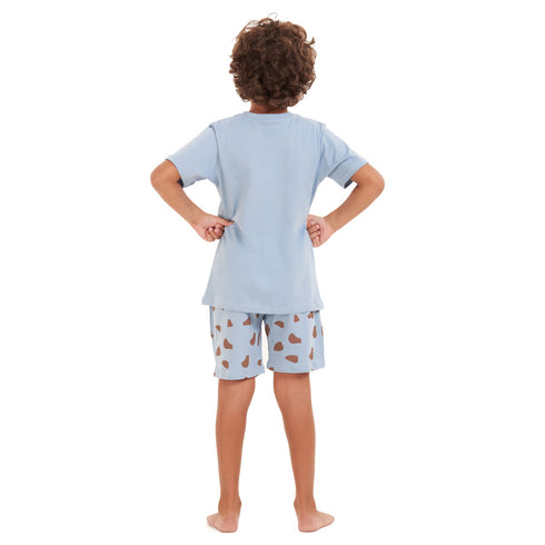 Boys summer pajama set "Giraffe t-shirt +Light blue shorts"