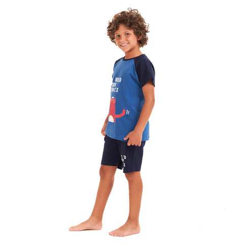Boys summer pajama set "Crocodile t-shirt +Dark blue shorts"