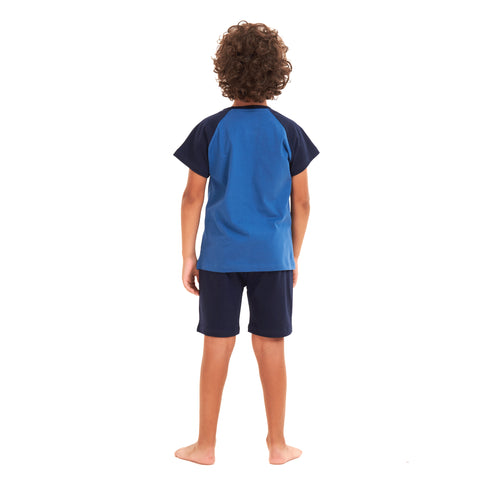 Boys summer pajama set "Crocodile t-shirt +Dark blue shorts"