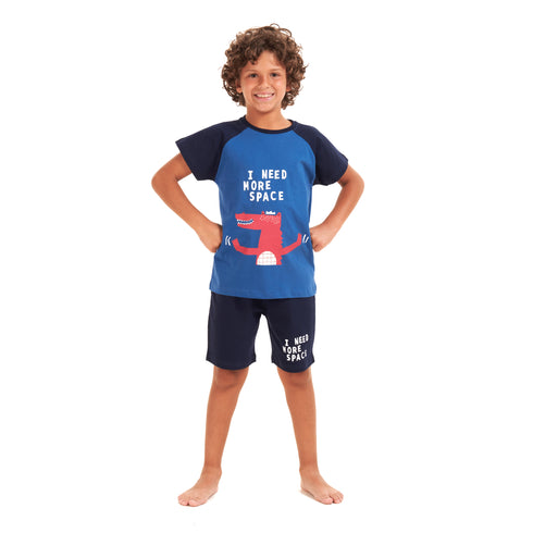 Boys summer pajama set "Crocodile t-shirt +Dark blue shorts"