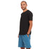 Men summer pajama set "Black T-shirt + Blue x Black Checkered shorts"