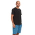 Men summer pajama set "Black T-shirt + Blue x Black Checkered shorts"