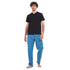 Men summer pajama set "Black T-shirt + Blue x Black Checkered pants"