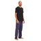 Men summer pajama set " Black T-shirt + Dark Blue Checkered Pants"