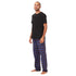 Men summer pajama set " Black T-shirt + Dark Blue Checkered Pants"