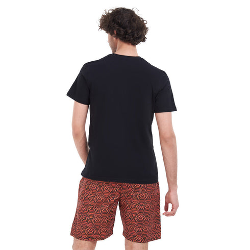 Men summer pajama set "Black T-shirt + Havan tribal short"