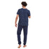 Men summer pajama set "Dark Blue Leaves T-shirt + Navy pants"
