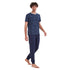 Men summer pajama set "Dark Blue Leaves T-shirt + Navy pants"
