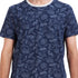 Men summer pajama set "Dark Blue Leaves T-shirt + Navy pants"