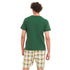 Men summer pajama set "Green T-shirt + White x Green Checkered shorts"