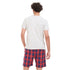 Men summer pajama set "Grey T-shirt + Red x Indigo Checkered short"