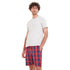 Men summer pajama set "Grey T-shirt + Red x Indigo Checkered short"