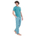 Men summer pajama set "Light Green T-shirt + Green Checkered pants"