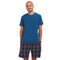 Men summer pajama set "Navy T-shirt + Dark Blue x Indigo Checkered shorts"