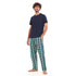 Men summer pajama set " Navy T-shirt + Green X Navy checkered Pants"