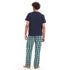Men summer pajama set " Navy T-shirt + Green X Navy checkered Pants"