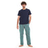 Men summer pajama set " Navy T-shirt + Green X Navy checkered Pants"