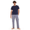 Men summer pajama set " Navy T-shirt + Navy x White Checkered Pants"