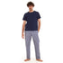 Men summer pajama set " Navy T-shirt + Navy x White Checkered Pants"