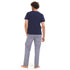 Men summer pajama set " Navy T-shirt + Navy x White Checkered Pants"