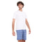 Men summer pajama set "White T-shirt + Blue x White Checkered short"