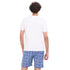 Men summer pajama set "White T-shirt + Blue x White Checkered short"