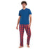 Men summer pajama set "Indigo T-shirt + Red x Indigo Checkered pants"