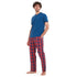 Men summer pajama set "Indigo T-shirt + Red x Indigo Checkered pants"