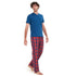 Men summer pajama set "Indigo T-shirt + Red x Indigo Checkered pants"