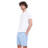 Men summer pajama set "White T-shirt + Blue lined leaves short"