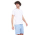 Men summer pajama set "White T-shirt + Blue lined leaves short"