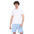 Men summer pajama set "White T-shirt + Blue lined leaves short"