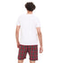 Men summer pajama set "White T-shirt + Red x Black Checkered short"