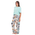 Women summer pajama set "Baby Blue Cropped top + Mint Abstract Pattern pants"