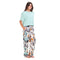 Women summer pajama set "Baby Blue Cropped top + Mint Abstract Pattern pants"