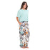 Women summer pajama set "Baby Blue Cropped top + Mint Abstract Pattern pants"