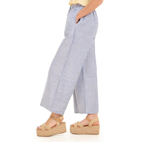 Women summer wide leg pants "Petroleum stripes"